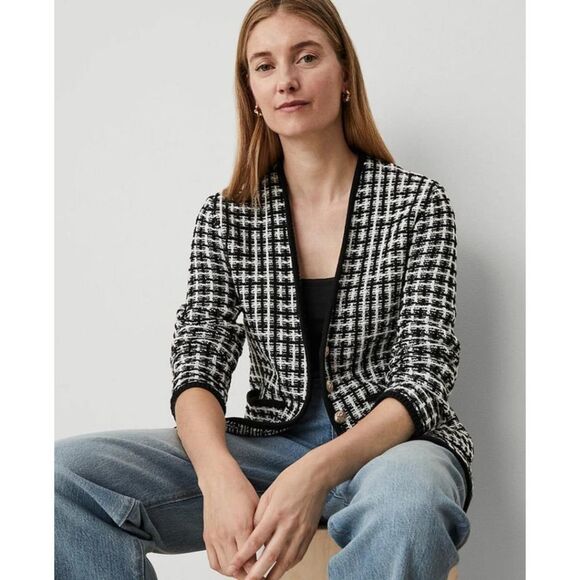 Ann Taylor Tweed Stitch V- Neck Blazer NEW - Picture 10 of 10